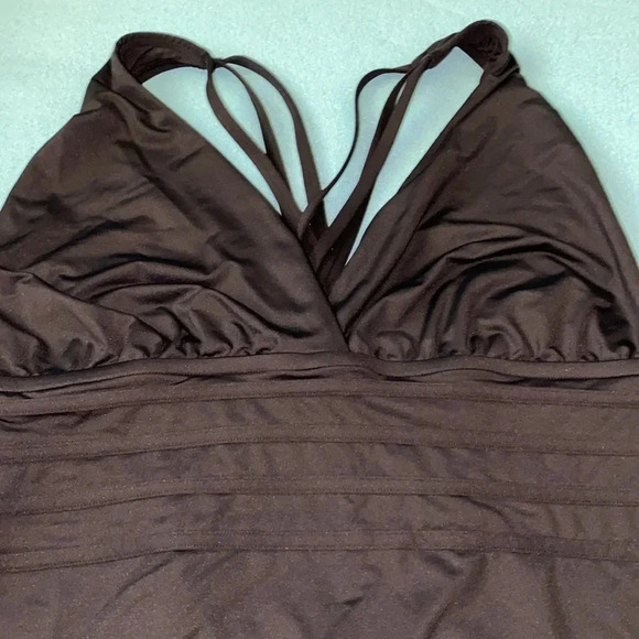 LA BLANCA Island Goddess One piece swimsuit triple straps black NEW size 18W - Picture 5 of 14